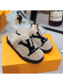 Louis Vuitton Shearling Flat Mules Grey 2021 111755