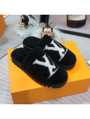 Louis Vuitton Shearling Flat Mules Black 2021 111756