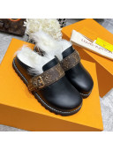 Louis Vuitton Winterbreak Flat Leather Wool Mules Black 2021 