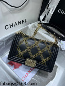 Chanel Chain Quilted Leather Medium Boy Flap Bag A67086 Black 2021 