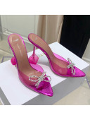 Amina Muaddi TPU Pointed Slide Sandals with Crystal Bow 9.5cm Pink 2021 53