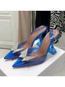 Amina Muaddi TPU Slingback Pumps with Crystal Butterfly 9.5cm Blue 2021 24