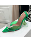 Amina Muaddi TPU Slingback Pumps with Crystal Butterfly 9.5cm Green 2021 33