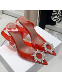 Amina Muaddi TPU Slingback Pumps with Crystal Circle 9.5cm Red 2021 40