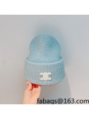 Celine Rabbit Fur Knit Hat Blue 2021 122111