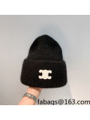 Celine Rabbit Fur Knit Hat Black 2021 122113