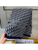 Dior Wool Cashmere Scarf 35x200cm Navy Blue 2021 25