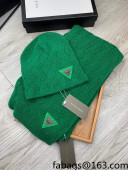 Bottega Veneta Wool Hat and Scarf Set Green 2021 122221