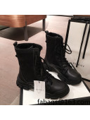 Gucci GG Canvas, Leather & Wool Ankle Boots All Black 2021 