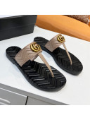 Gucci Chevron Leather Thong Sandal with Double G Apricot 2022 53