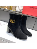 Valentino VLogo Suede Ankle Boots 6.5cm Black 2021 09