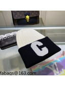 Celine Cashmere Knit Hat White/Black 2021 17