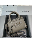 Balenciaga Neo Classic Mini Bag in Grained Calfskin Khaki Grey/Silver 2021 638512