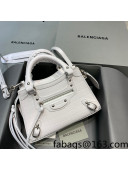 Balenciaga Neo Classic Mini Bag in Maxi-Crocodile Embossed Leather White/Silver 2021 638512