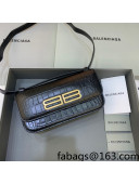 Balenciaga Gossip Small Bag in Extra Supple Crocodile Embossed Calfskin Black/Gold 2021