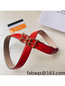 Bally Calf Leather Belt 3cm with Interlocking B Buckle Red 2022 57