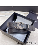 Chanel Lambskin Belt 3cm with Crystal CC Buckle Black/Silver 2022 66