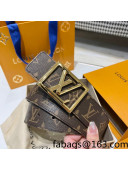 Louis Vuitton Monogram Canvas Belt 4cm with Framed LV Buckle Brown 2022 031147