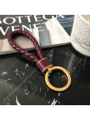 Bottega Veneta Intrecciato Lambskin Key Ring Burgundy 2022 608783