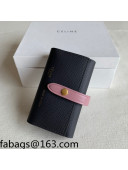 Celine Palm-Grained Leather 6 Key Holder Black/Pink 2022 04