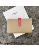 Celine Palm-Grained Leather Large Strap Wallet Beige/Pink 2022