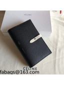 Celine Palm-Grained Leather Passport Wallet Black/White 2022 07