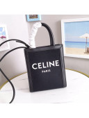 Celine Mini Vertical Cabas Tote Bag in Textile with CELINE Print 193302 Black 2022