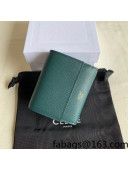 Celine Small Trifold Wallet in Palm-Grained Calfskin Dark Green 2022 0146