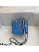 Chanel Grainy Leather Mini Vanity with Classic Chain AP1340 Blue 2021 TOP