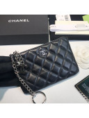 Chanel Lambskin Mini Pouch with Charm A50168 Black/Silver 2021