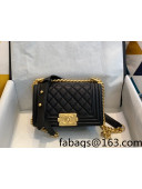 Chanel Quilted Caviar-Grained Calfskin Small Boy Flap Bag A67085 Black/Aged Gold 2021