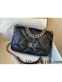 Chanel 19 Lambskin Large 30cm Flap Bag AS1161 Black/Silver 2021 TOP