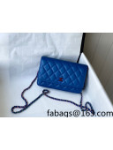 Chanel Lambskin & Rainbow Metal Wallet on Chain WOC AP0250 Blue 2021