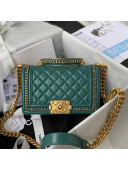 Chanel Lambskin Chain Small Boy Handbag Green 2021 48