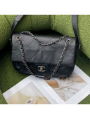 Chanel Wax Calfskin Vintage Flap Bag Black 2021 62