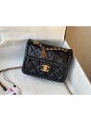 Chanel Calfskin Braided Trim Mini Square Flap Bag AS2495 Black 2022