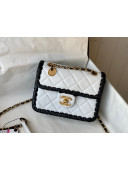 Chanel Calfskin Braided Trim Mini Square Flap Bag AS2495 White 2022