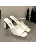 Chanel Patent Calfskin Slide Sandals 8.5cm G38688 White 2022 