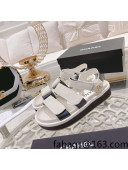 Chanel Suede Strap Flat Sandals White 2022 20