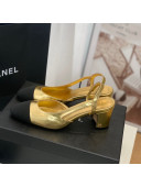 Chanel Leather Slingback Pumps 6.5cm G31318 Gold 2022 16