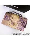 Chanel Pythonskin Embossed Leather Medium Calssic Flap Bag A01112 Purple 2022 01