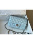 Chanel Grained Calfskin Classic Mini Flap Bag A69900 Light Blue/Silver 2022