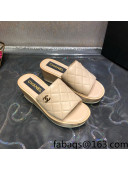 Chanel Lambskin Wedge Slide Sandals 6.5cm Beige 2022 01