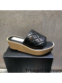 Chanel Lambskin Wedge Slide Sandals 6.5cm Black 2022 04