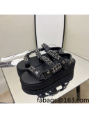 Chanel Leather Chain Sandals G33800 Black/Silver 2022 05