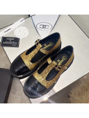 Chanel Sequins Loafers with Buckle Gold 2022 06