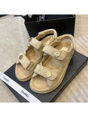 Chanel Suede Strap Sandals with Coin Charm G35927 Beige 2022 032215