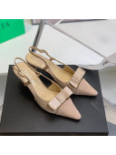 Chanel Silk Bow Slingback Pumps 6cm Nude 2022 032218