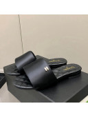 Chanel Satin Flat Slide Sandals G38858 Black 2022