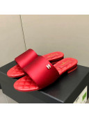 Chanel Satin Flat Slide Sandals G38858 Red 2022